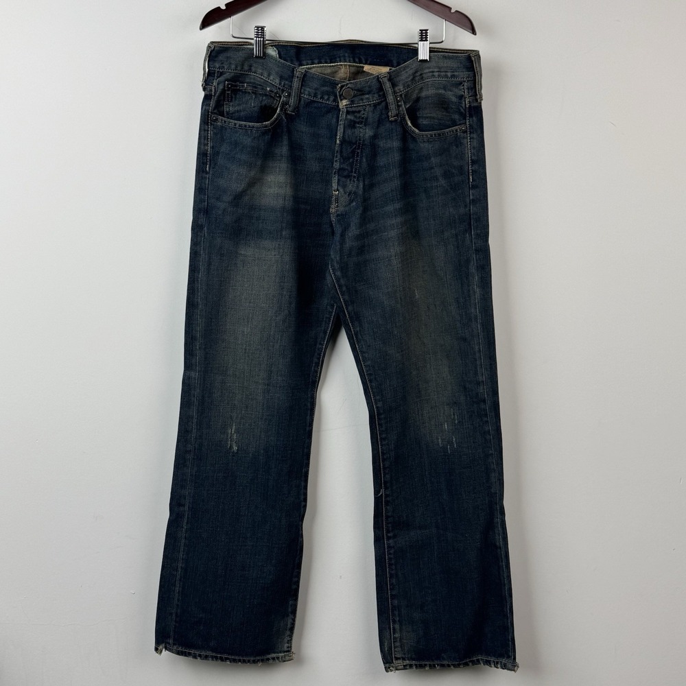 VTG Abercrombie & Fitch Boot Jeans Mens 32x30 Blue Low Rise Button Fly Fade Y2K